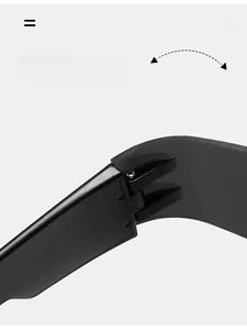 Macro shot of durable metal hinge on rimless punk sunglasses showing high-quality texture