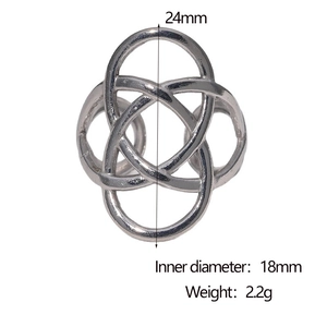 Detail showing irregular silver Celtic knot ring dimensions 24mm height and 18mm diameter