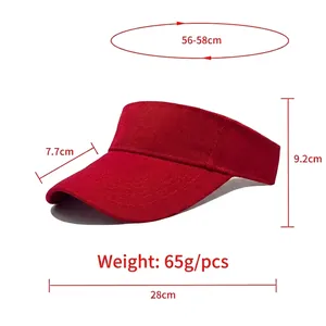 Red sports sun visor with dimensions 56-58cm circumference and 7.7cm brim length
