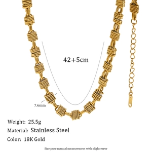 18K gold plated stainless steel multi-loop coil necklace for women with lobster clasp