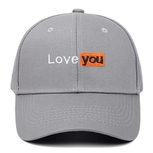 Casquette de baseball grise en coton avec broderie Love You pour loisirs de plein air