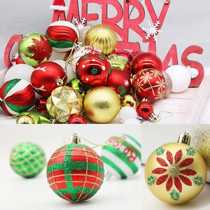 Set of 16 assorted Christmas ornaments with glitter, matte and painted snowflake patterns
