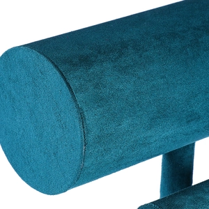 Peacock blue velvet cylindrical headband and jewelry display stand storage organizer