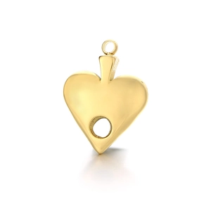 Polished gold hollow heart-shaped stainless steel pendant charm with top cutout for DIY jewelry