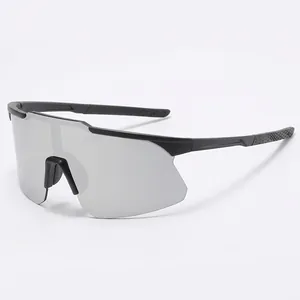 Sports Sunglasses Cycling Glasses One Piece PC Large Frame Mercury Lens Windproof Anti-Glare For Outdoor Running Driving
