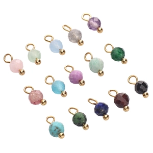 Macro shot of 4mm faceted natural stone pendants in various colors for DIY jewelry making