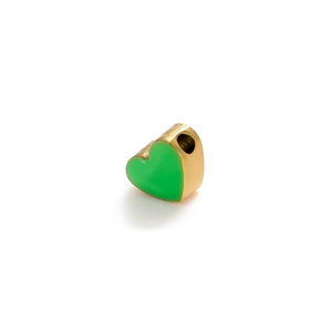 Matte green and gold double-sided heart pendant for DIY jewelry making accessories