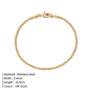 Detail of 2.4mm 14K gold-plated stainless steel popcorn chain with lobster clasp