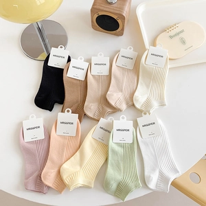 Women Ankle Socks Breathable Cotton Ribbed Sweat-Absorbent Casual Solid Candy Colors Low Cut Short Athletic Soft