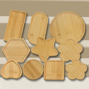 Bamboo Wood Trays Coasters Multi Shapes Natural Decorative Saucers For Drinks DIY Crafts Home Kitchen Accessory