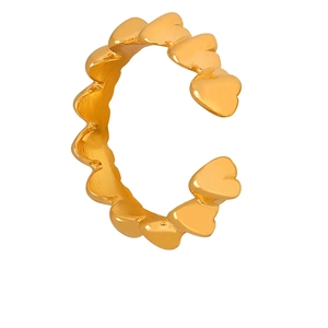 Interlocking Hearts Ring Titanium Steel Gold Plated Minimalist Stackable Jewelry For Women Fashion Accessory Elegant