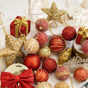 Glitter Christmas Tree Ornaments Hanging Decorations Painted Foam Plastic Sparkling Festive Holiday Party Decor