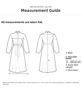 Detailed size guide chart for embroidery velvet dress with bust and waist measurements