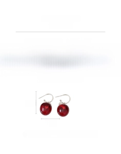 Detail showing red cherry pendant earrings dimensions 3.7x1.6cm and 8.1g weight
