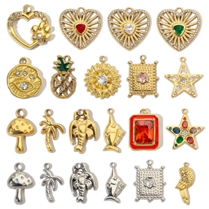 Stainless Steel DIY Pendants Jewelry Making Charms Heart Star Animal Shapes Zircon Rhinestone Enamel Vintage Style Women Accessories
