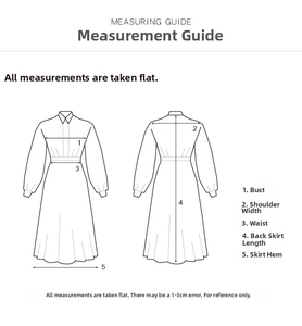 Größentabelle für das Vintage-Maxikleid mit Maßangaben für Brust und Taille