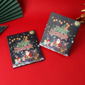 Detailed blue Christmas advent calendar box with 1 to 24 numbered doors and illustrations