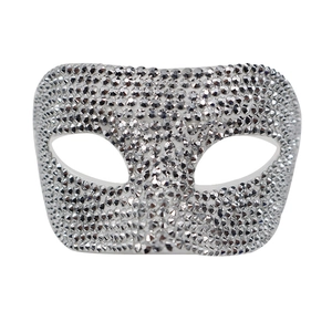 Sparkling silver masquerade eye mask with rhinestones for Halloween party and ball