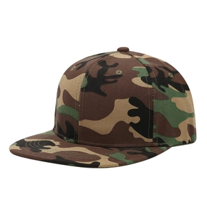 Classic jungle camouflage flat brim baseball cap with 6-panel design for outdoor fashion