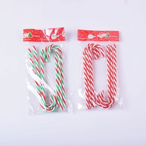 Set of 6 acrylic Christmas candy cane ornaments in red and white festive colors