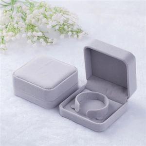 Premium light grey velvet square jewelry box for bracelets and bangles storage