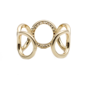 Gold plated triple band ring with pavé cubic zirconia infinity design for women