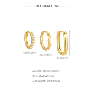 Detailed technical specification of S925 silver earring set with dimensions and S925 stamp