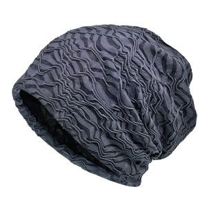 Slouchy Beanie Hat Double Layer Pleated Texture Solid Color Soft Elastic Pullover Skull Cap Fashion Casual