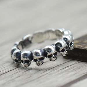 Bague Tête De Mort Vintage Alliage Vieilli Gothique Punk Anneau Bijoux Unisexe