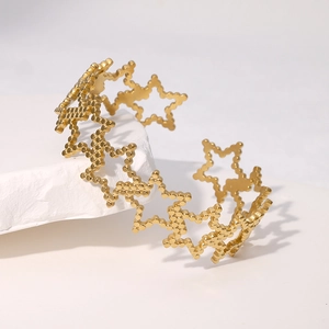 Bracelet jonc ouvert étoile dorée minimaliste en acier inoxydable pour femme