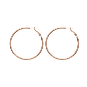 Minimalist rose gold tubular hoop earrings with classic pin buckle clasp closure