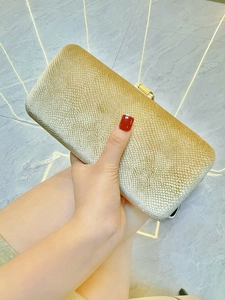 Elegant gold hard shell rectangular evening clutch bag for formal gala and wedding events