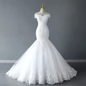 Mermaid Wedding Dress Lace Off The Shoulder Bridal Gown Elegant White Tulle For Women Marriage Event