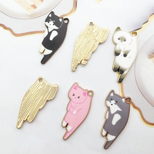 Cat alloy enamel charms in assorted colors for DIY jewelry and earring crafts
