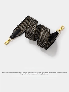 5cm wide woven bag strap with wax thread pattern and leather ends with gold clasps