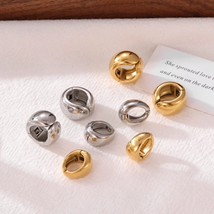 Minimalist Chunky Stainless Steel Hoop Earrings For Women Polished Geometric C-Shaped Gold Silver Plated Ear Clips Daily Fashion Jewelry
