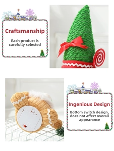 Detail of Christmas gnome plush featuring hidden battery compartment and power switch