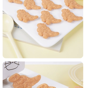 Détails de porte-clés nuggets de poulet en forme de dinosaure avec texture croustillante