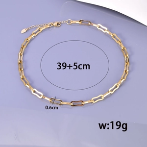 Minimalist 18K gold stainless steel chain necklace with elongated rectangular links