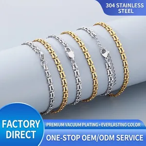 Bracelet Chaîne À Maillons H Géométriques En Acier Inoxydable Pour Femmes Or Argent Bijoux Réglables Minimalistes