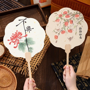 Traditional Chinese Handheld Round Fan Bamboo Handle With Tassel For Hanfu Dance Vintage Oriental Decorative Hand Fan