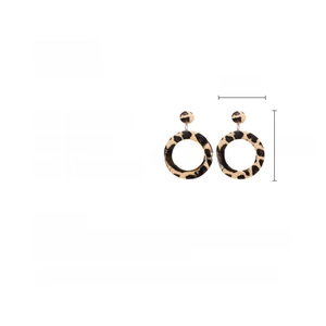 Detailed view of leopard print faux leather hoop earrings with exact size measurements