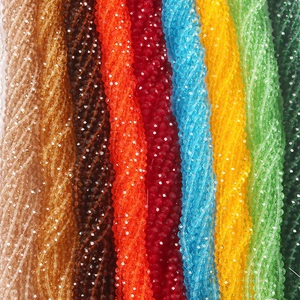 Macro shot of colorful faceted crystal rondelle beads for DIY jewelry making