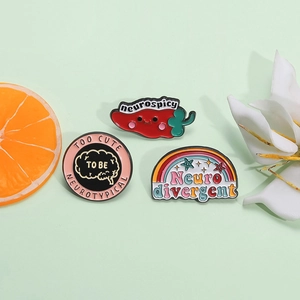 Cartoon Alloy Enamel Brooch Neurodiversity Theme Neurospicy Chili Brain Rainbow Pins Cute Jewelry Gift For Men Women