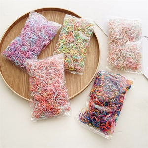 Colorful elastic hair bands for girls in multi-color pastel and rainbow sets