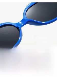 Detail of integrated nose pads on blue heart sunglasses for a seamless comfort fit