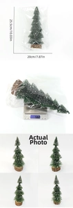 Miniature snow-covered Christmas tree with wooden base, 25.5cm tall, weight 58.2g details