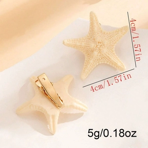 Starfish hair clips in cream beige with gold alligator grips, size 4cm and weight 5g