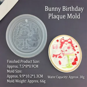 Moule en silicone détaillé motif lapin pour bricolage de gypse aromatique et fondant