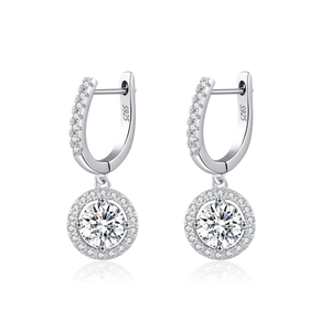 Sparkling S925 sterling silver halo hoop earrings with brilliant round cubic zirconia